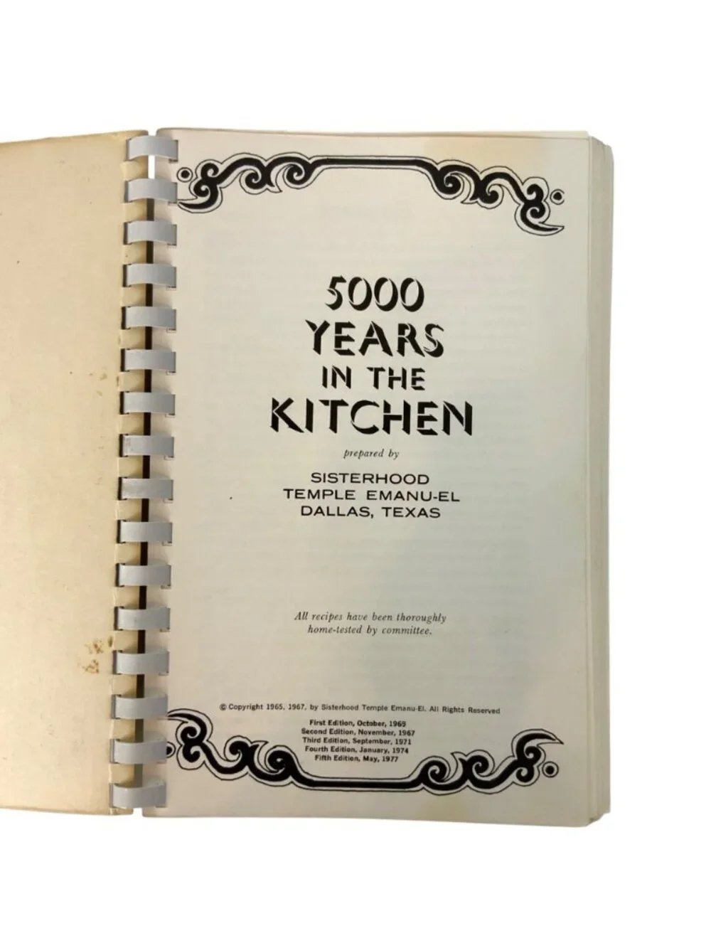 5000 Years In The Kitchen Cookbook 1977 Sisterhood Of Temple Emanu-El Dallas